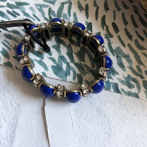 J.Crew Royal Blue Rhinestone Elastic Bracelet NWT - Picture 5 of 7